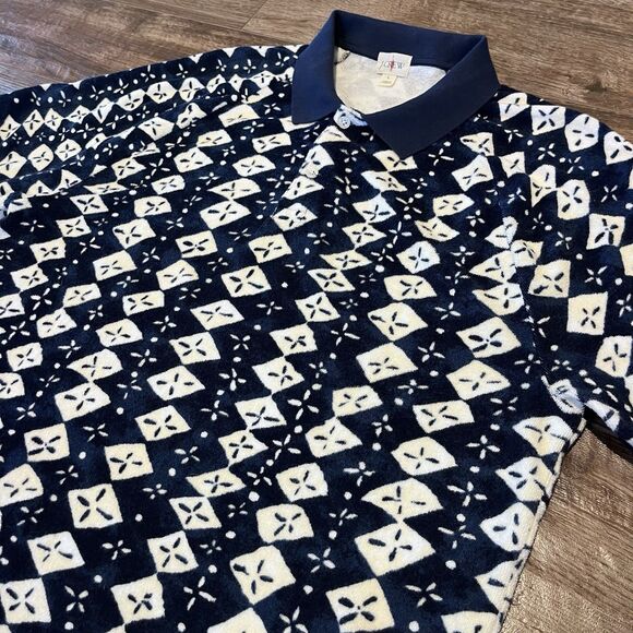 J.CREW Other - J Crew Shirt Mens L oarsman Textured Terry Cloth Toweling Polo AOP Geometric